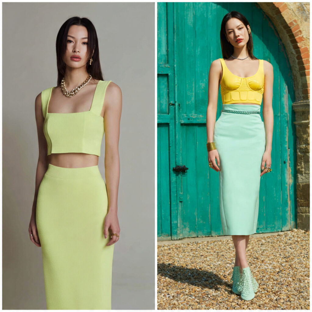Form Fitting Vest Tops and Midi Skirts
