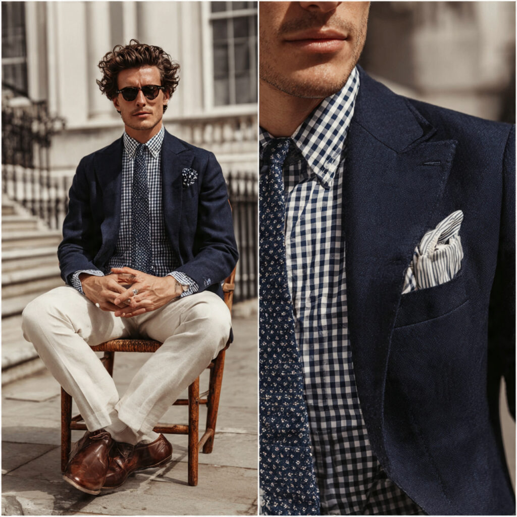Gingham Shirt and Navy Blazers Idea
