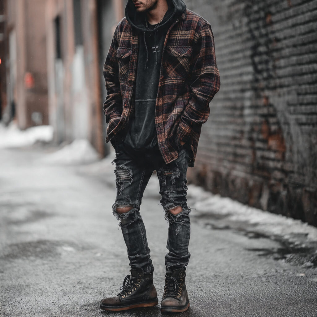 Grunge Inspired Plaid and Boots