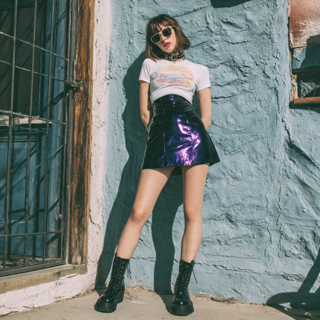 High Gloss Vinyl Skirt and Graphic Tee