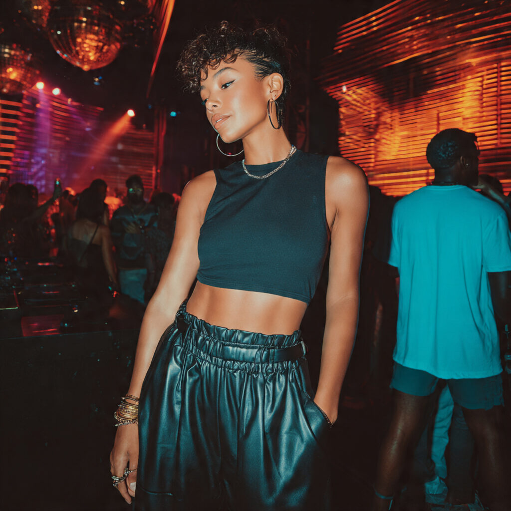 20 Best Concert Outfits for Black Women Ideas to Try Now 7 High Waisted Faux Leather Trousers