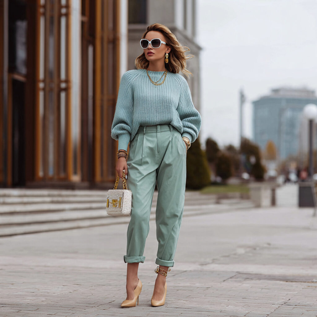 High Waisted Trousers with a Cropped Sweater