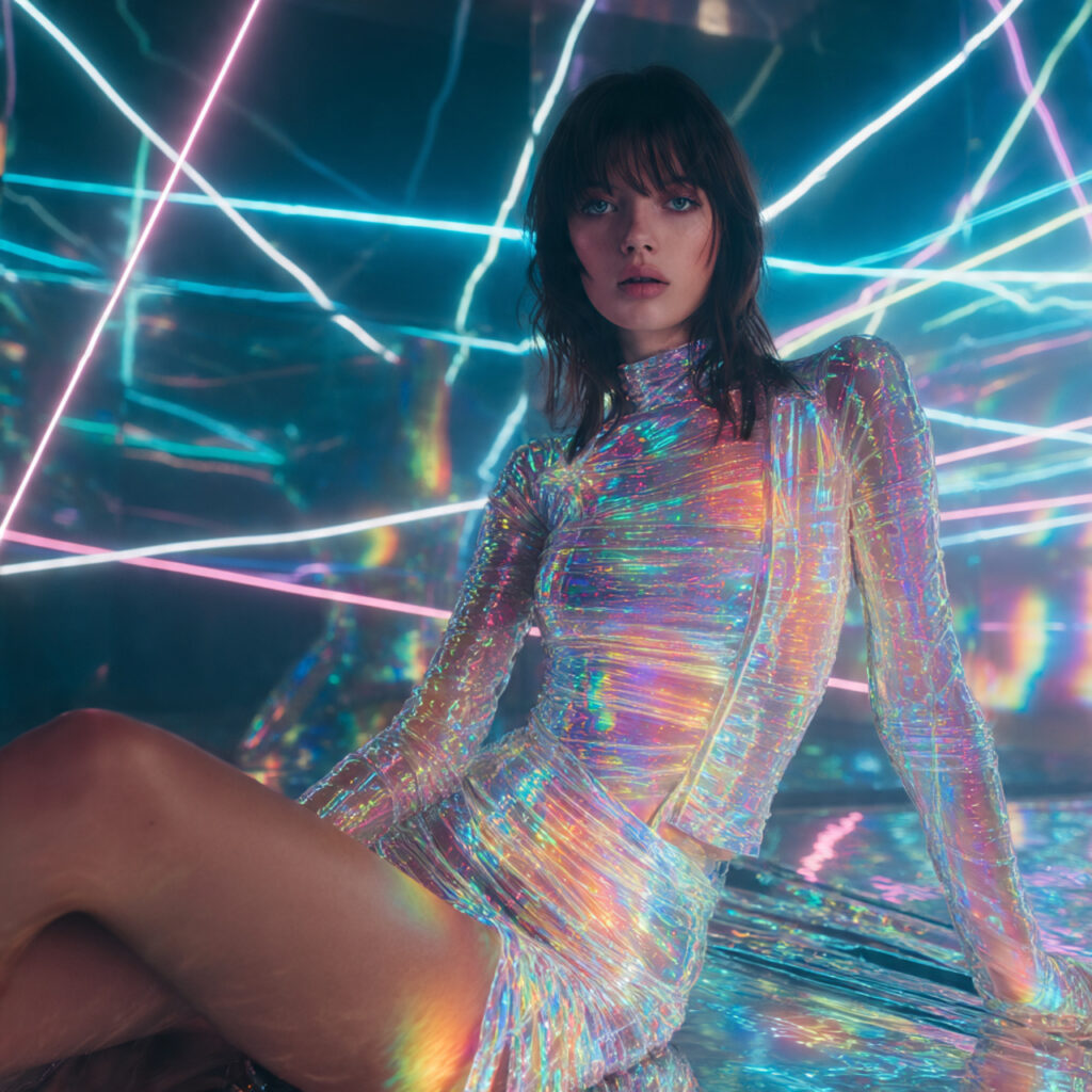 Holographic Fabric Mini Dress Ideas