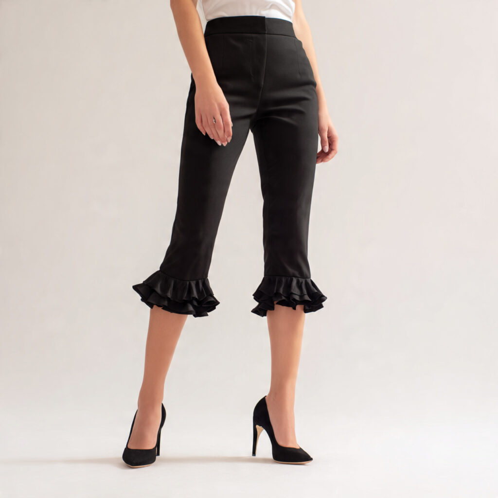 Kitten Heels and Frill Hemmed Capris