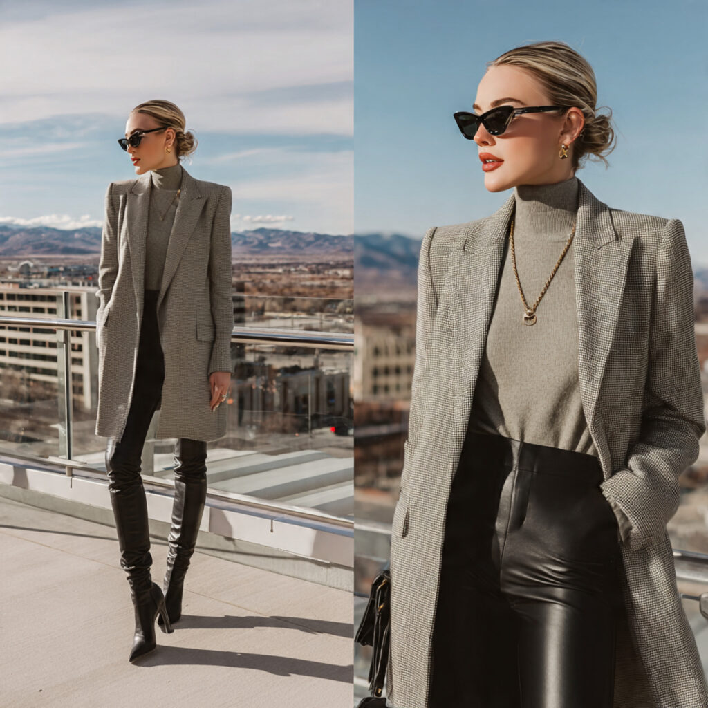 Knee High Boots and Structured Blazer Look