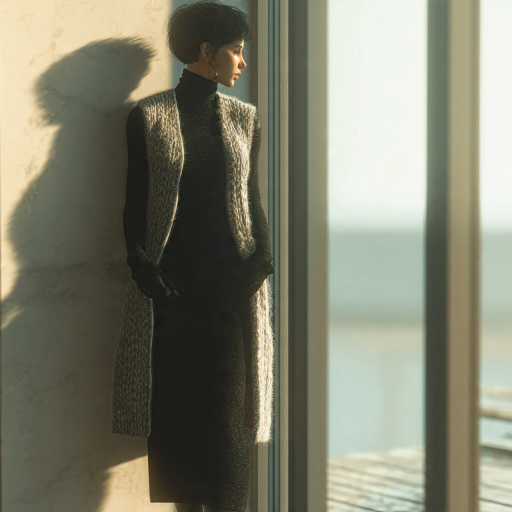 Knitted Vest over Long Sleeve Bodycon