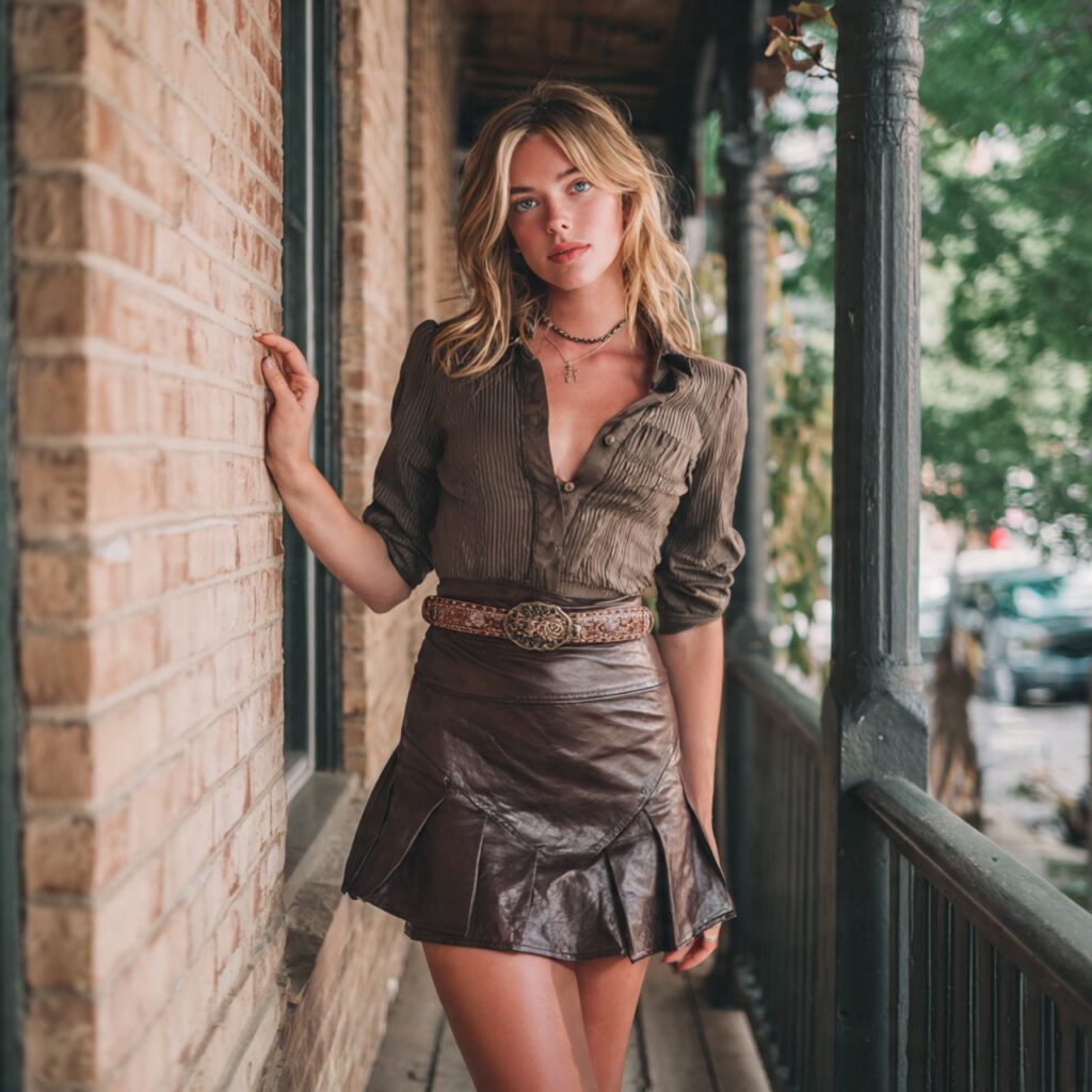 Leather Mini Skirts and Western Button Downs