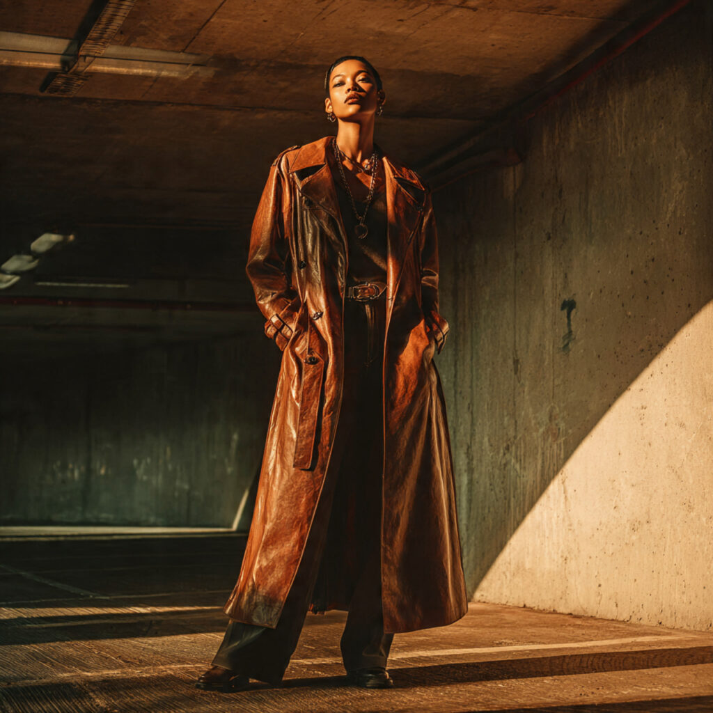 Leather Trench Coat Ensembles