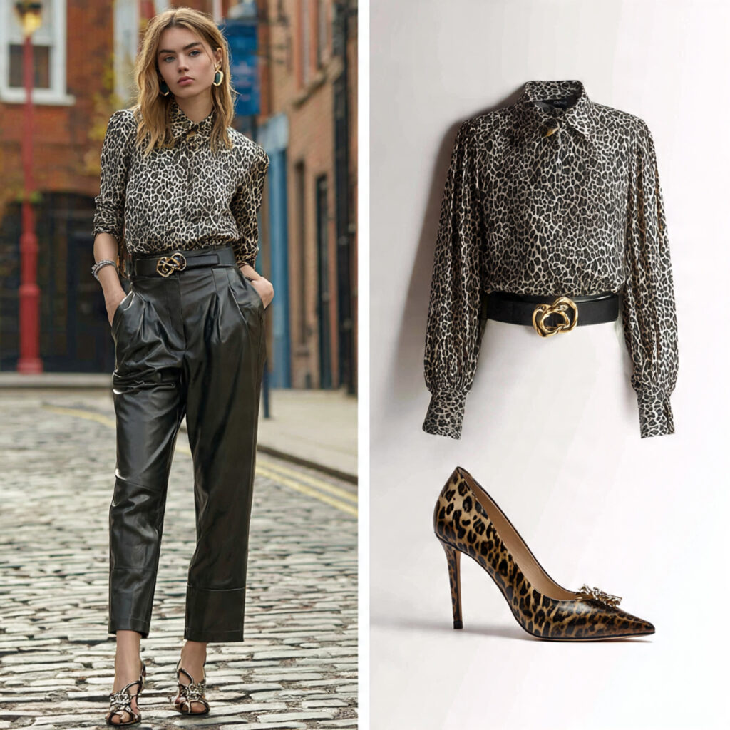 20 Best Rock Concert Outfit Looks Ideas: 20+ Edgy Styles to Stand Out at Any Show 12 Leopard Print Accents and Leather Trousers Style