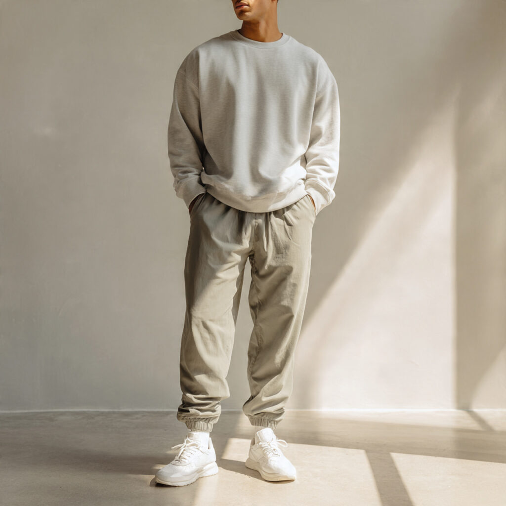 Light Gray Sweatshirt and Tailored Joggers
