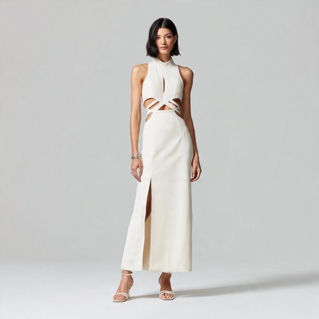 Minimalist Column Dress with Cutouts