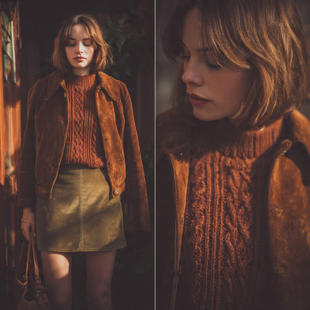 Mixed Texture Suede and Knit Outfit