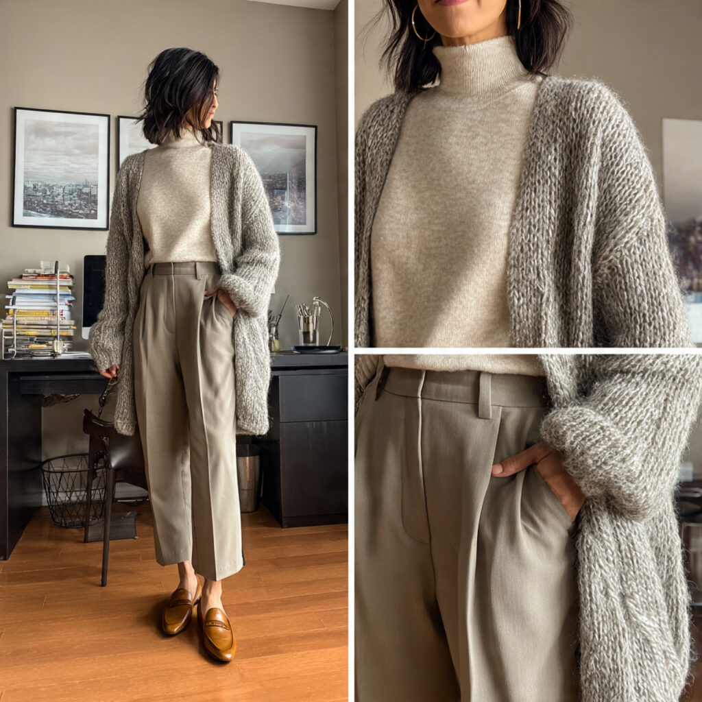 Mock Neck Tops with Cardigans