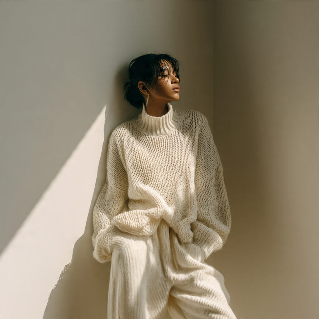 Monochromatic Cream Knit Set