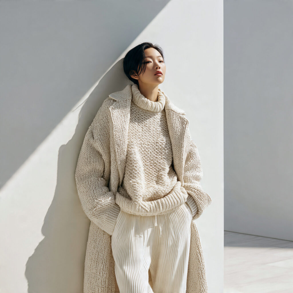 Monochromatic Cream Knitwear