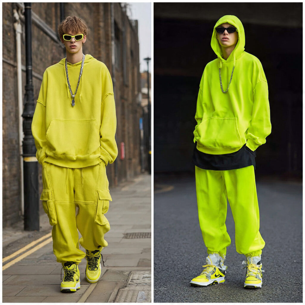 Monochromatic Neon Streetwear Coordinates
