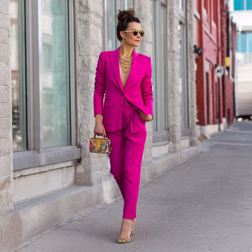 Monochromatic Power Suit in Bold Jewel Tones