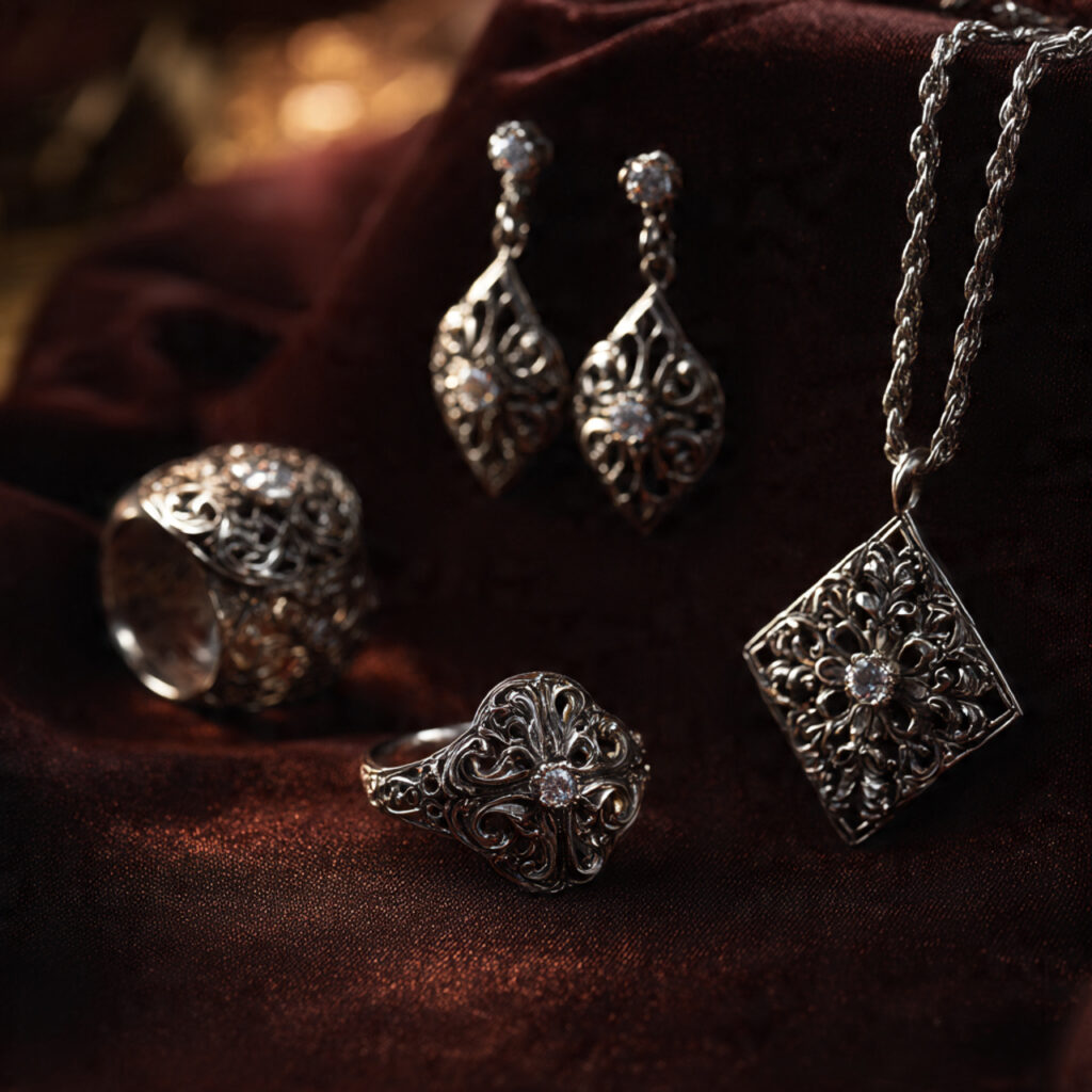 Ornate Silver Filigree Accessories