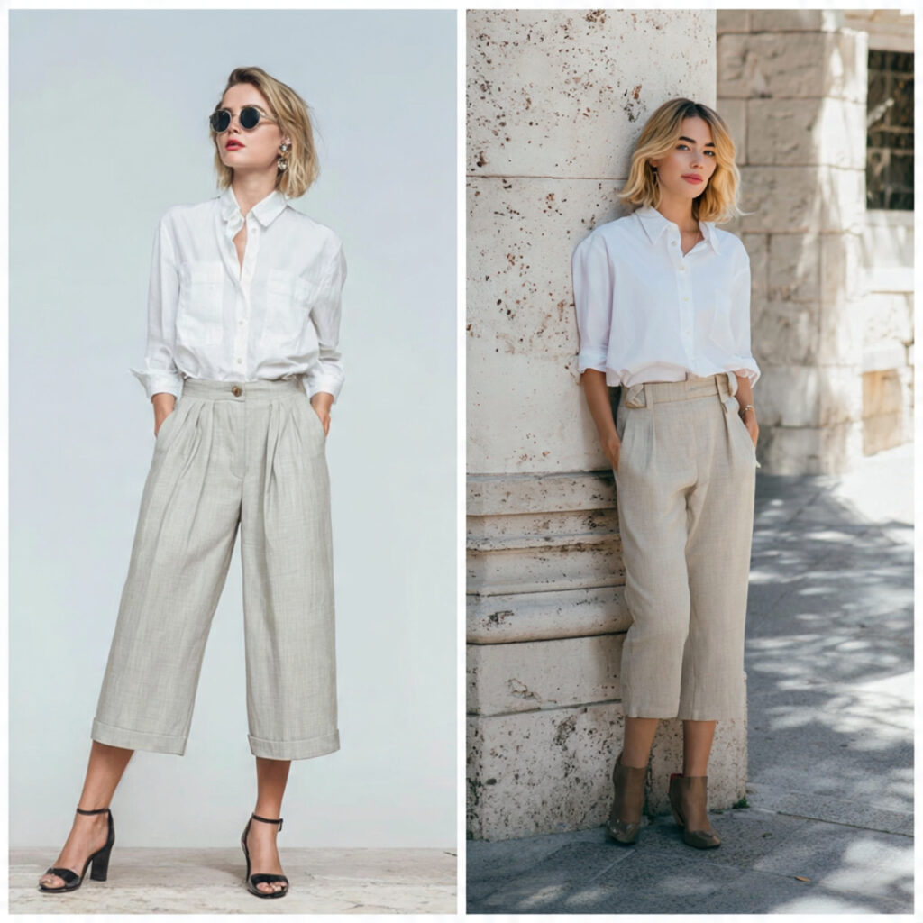 Oversized Button Down and Cropped Slacks Idea