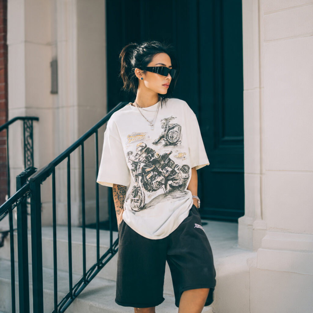 Oversized Graphic T-Shirt and Biker Shorts