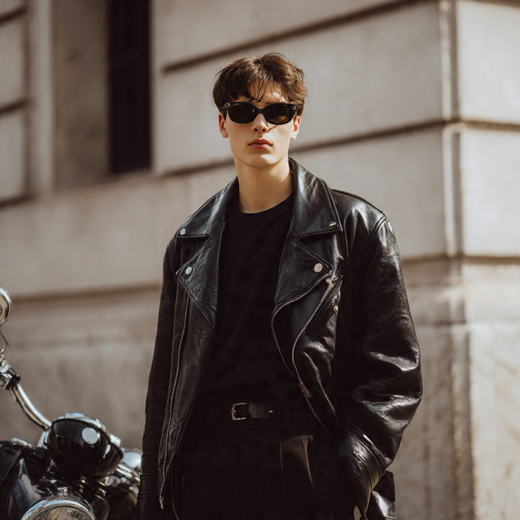 20 Best Rock Concert Outfit Looks Ideas: 20+ Edgy Styles to Stand Out at Any Show 2 Oversized Leather Biker Jacket Aesthetic