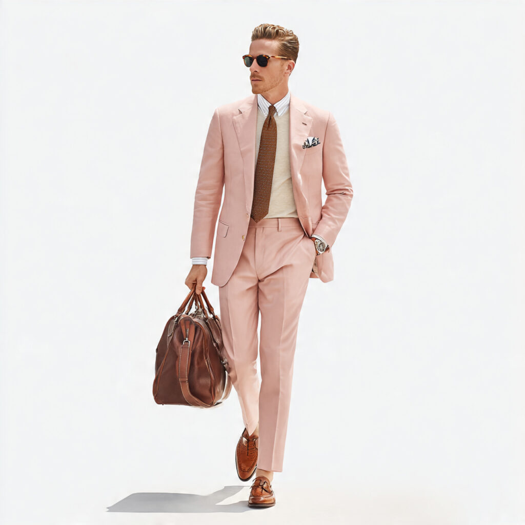 Pastel Suit and Neutral Tee Idea