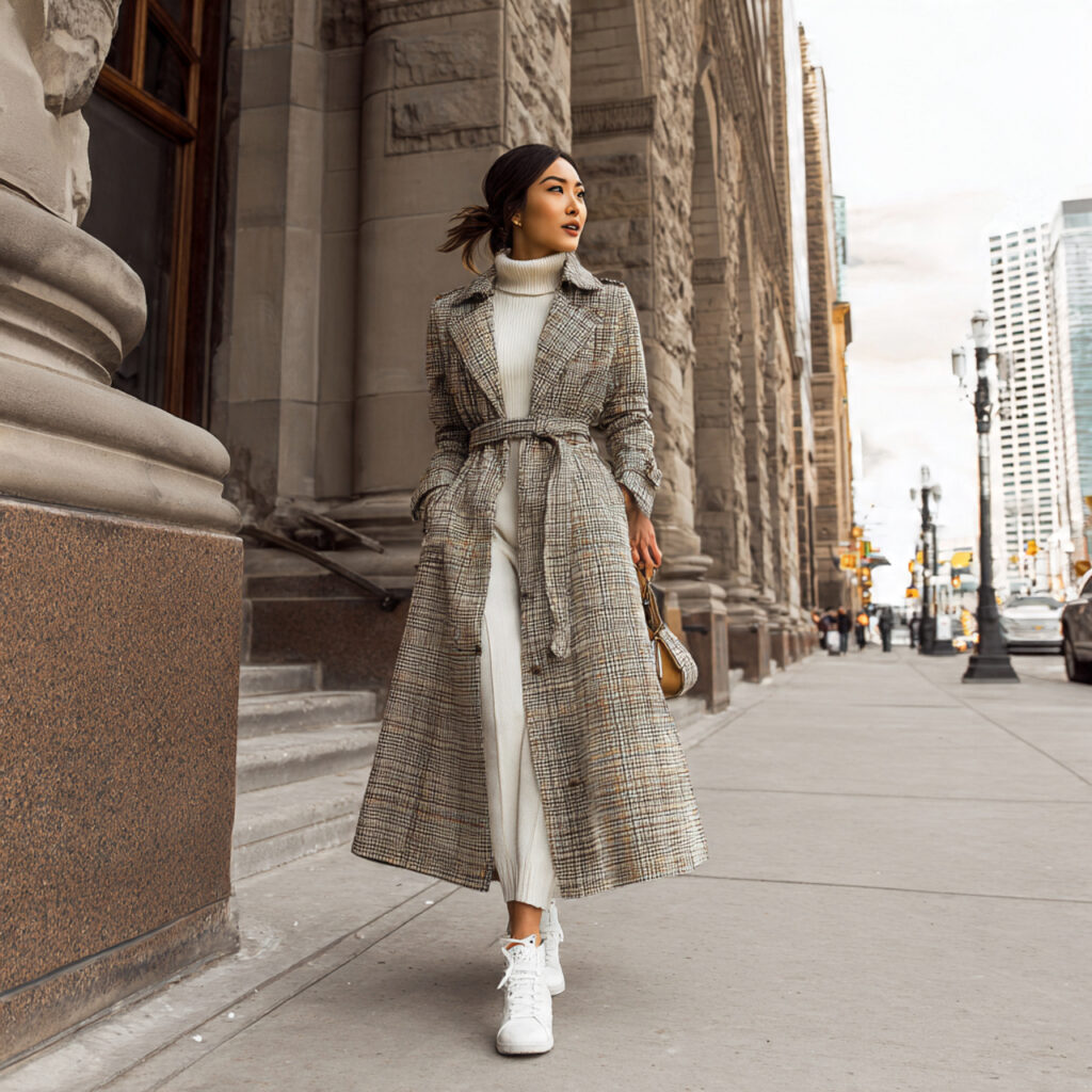 Plaid Trench Coat Aesthetic