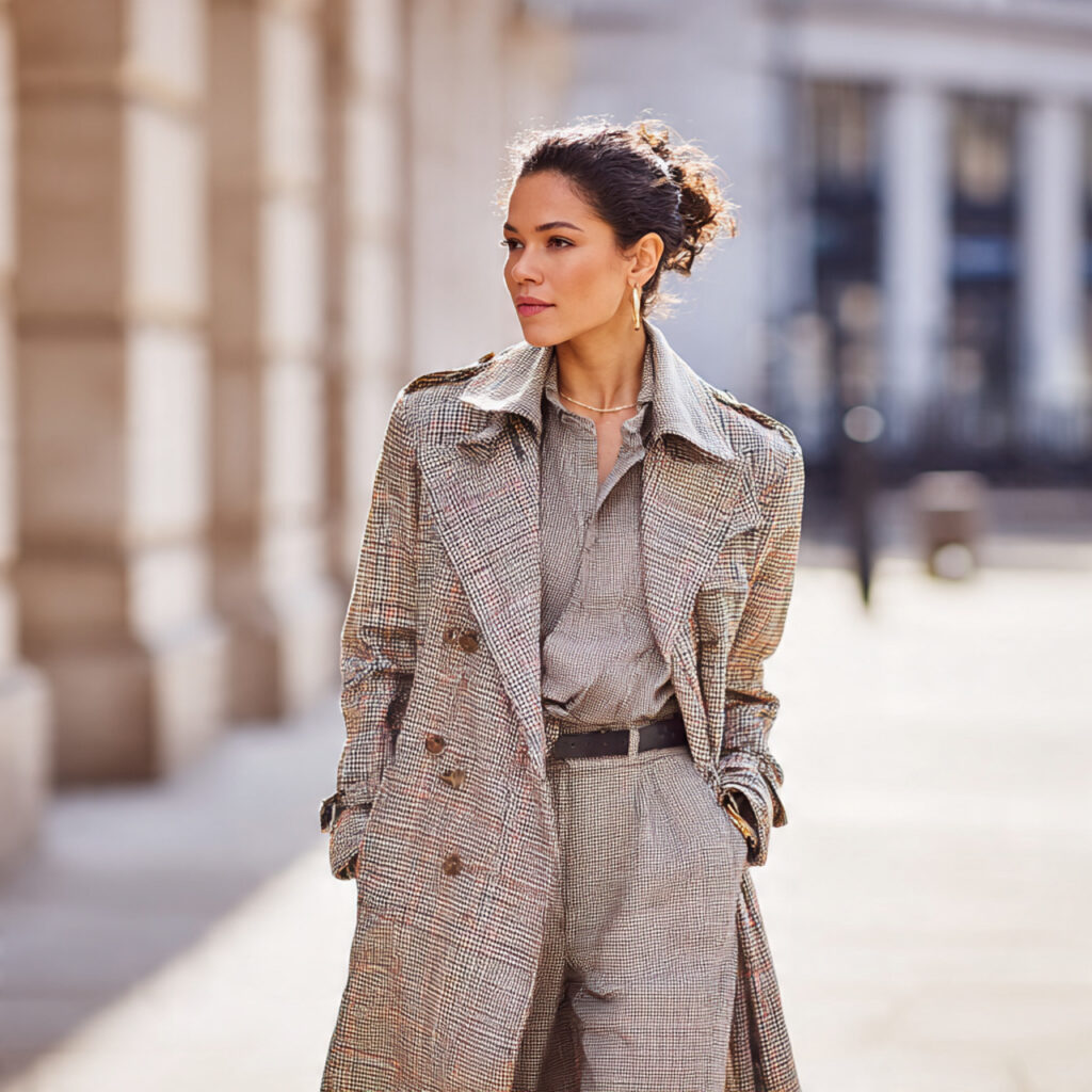 Plaid Trench Coat Ensembles