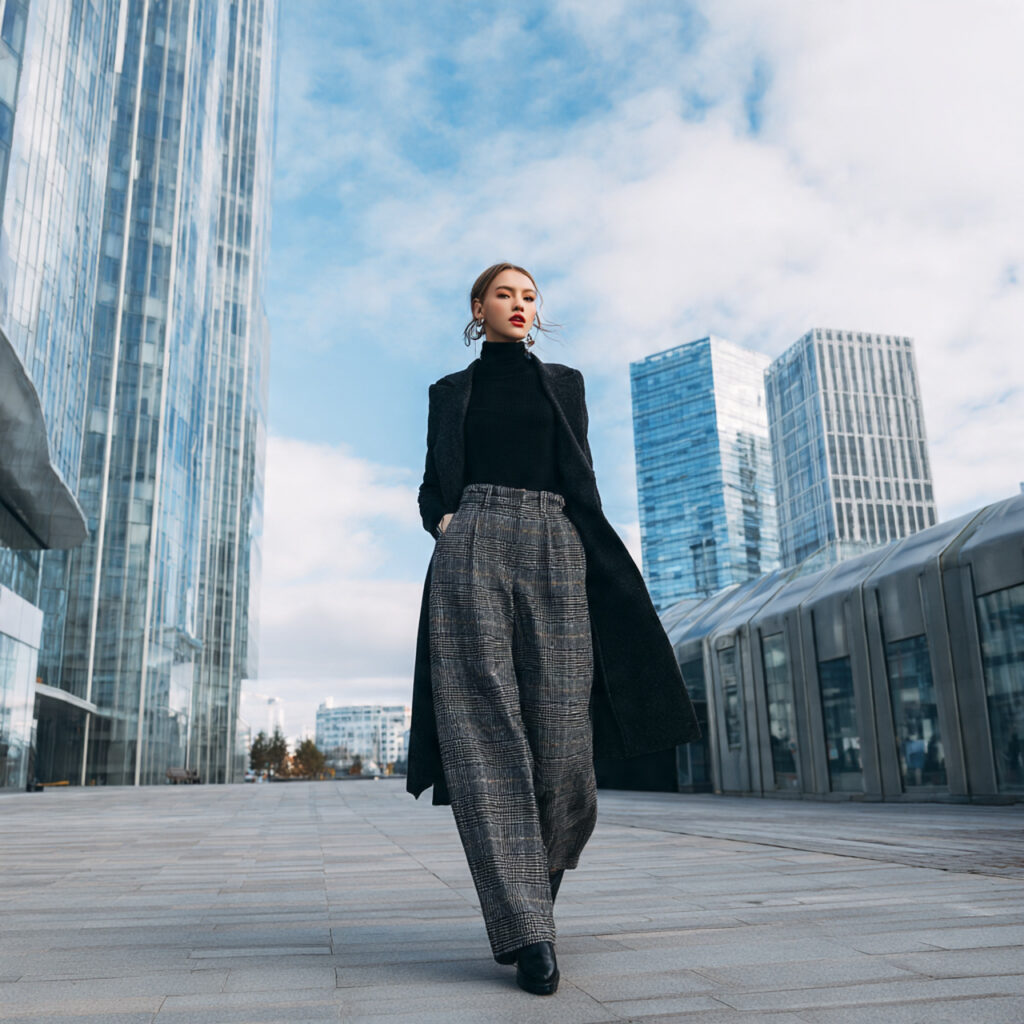 Plaid Wide Leg Trousers