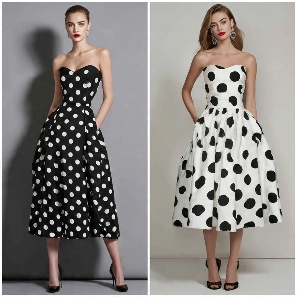 Polka Dot Tea Length Dresses