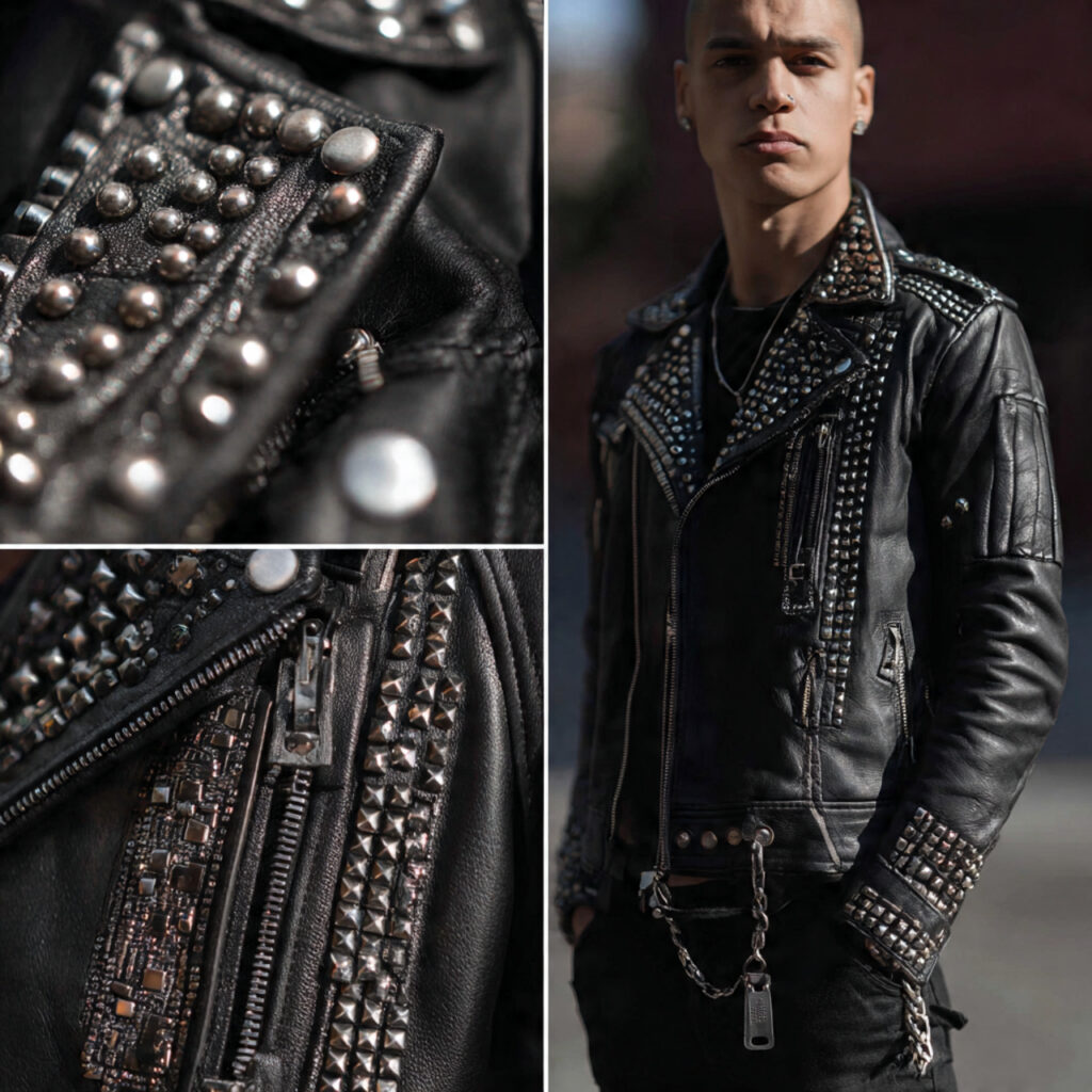 Pop Punk Leather Jackets and Safety Pin Details