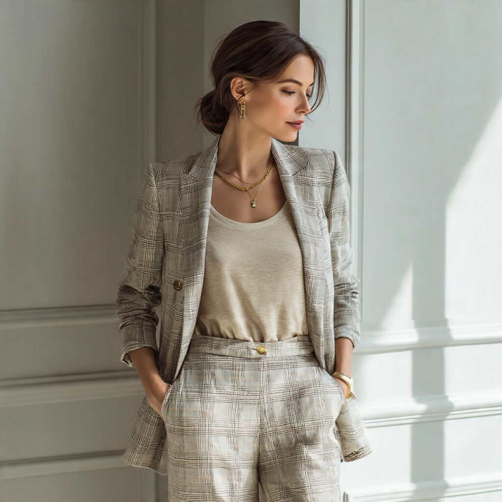 Preppy Plaid Blazer Look Idea