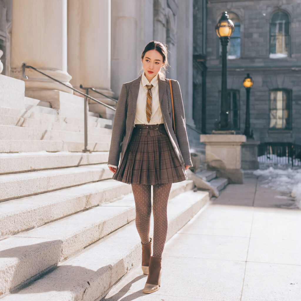 Preppy Skirt and Tight Pairings