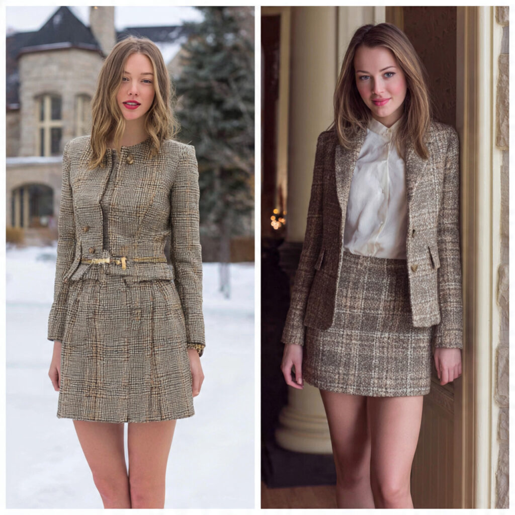 Preppy Tweed Skirt and Blazer Combo