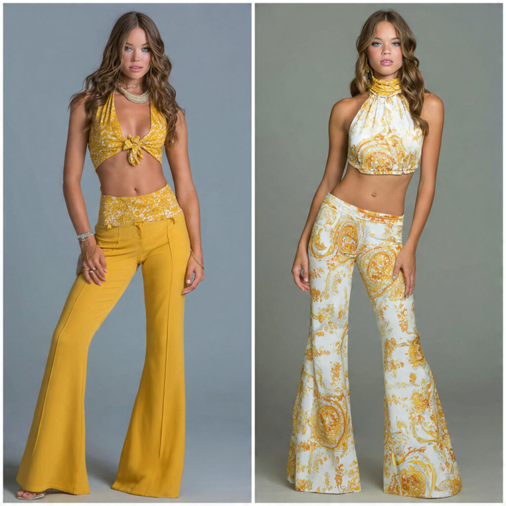 Retro Seventy Style Bell Bottoms and Halter Tops