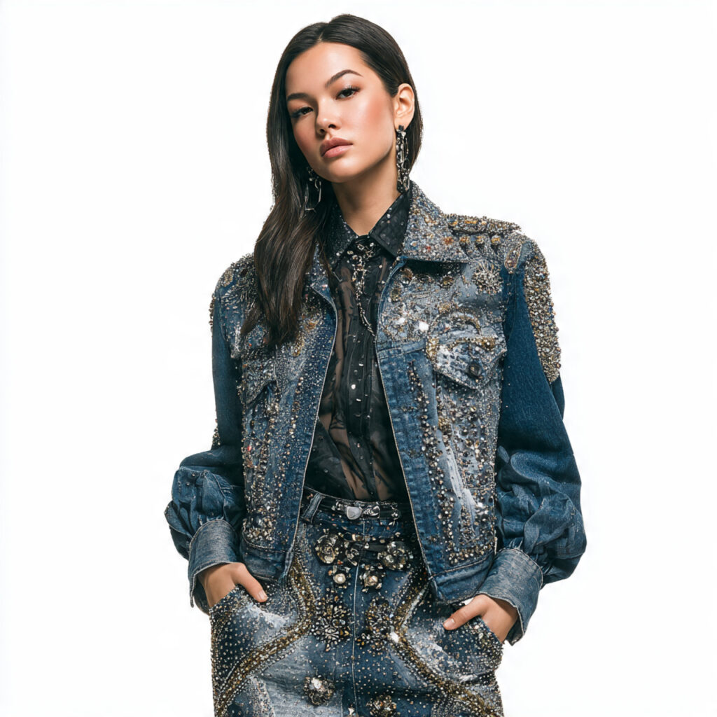 Rhinestone Embellished Denim Jacket