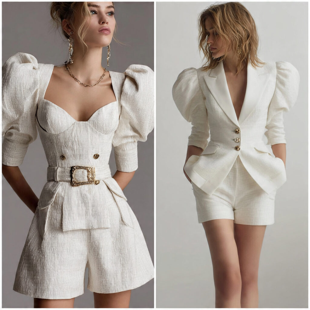 Romantic Puff Sleeve and Tailored Short Idea