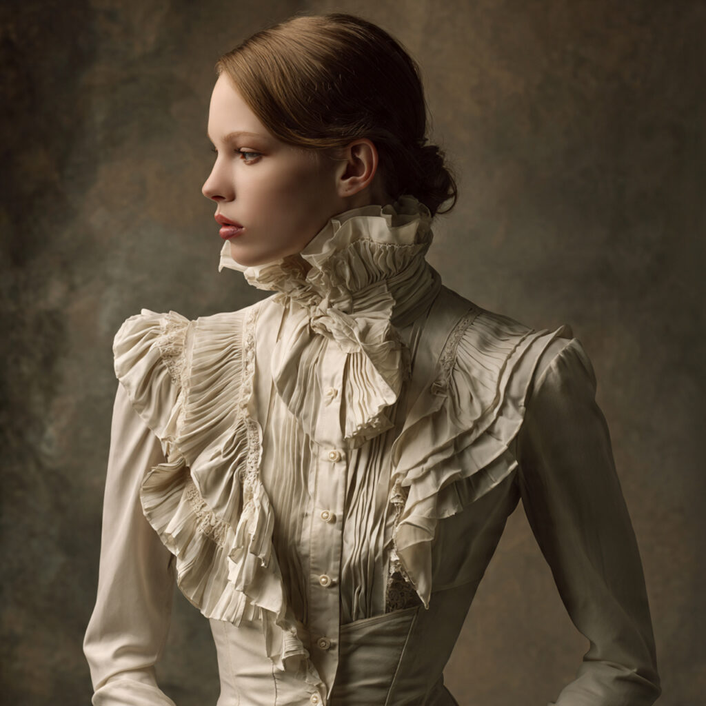 Ruffled High Neck Edwardian Shirts