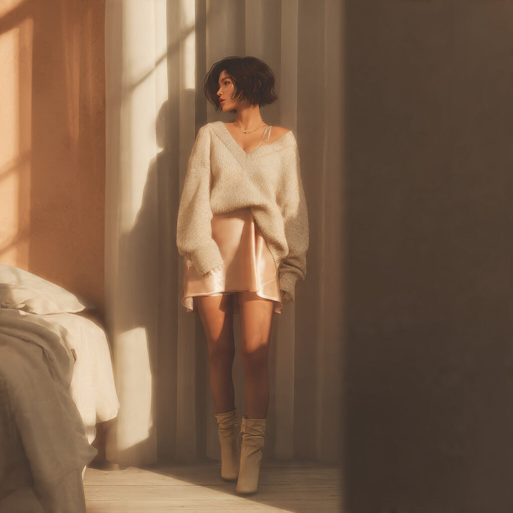 Satin Slips with Heavy Sweaters