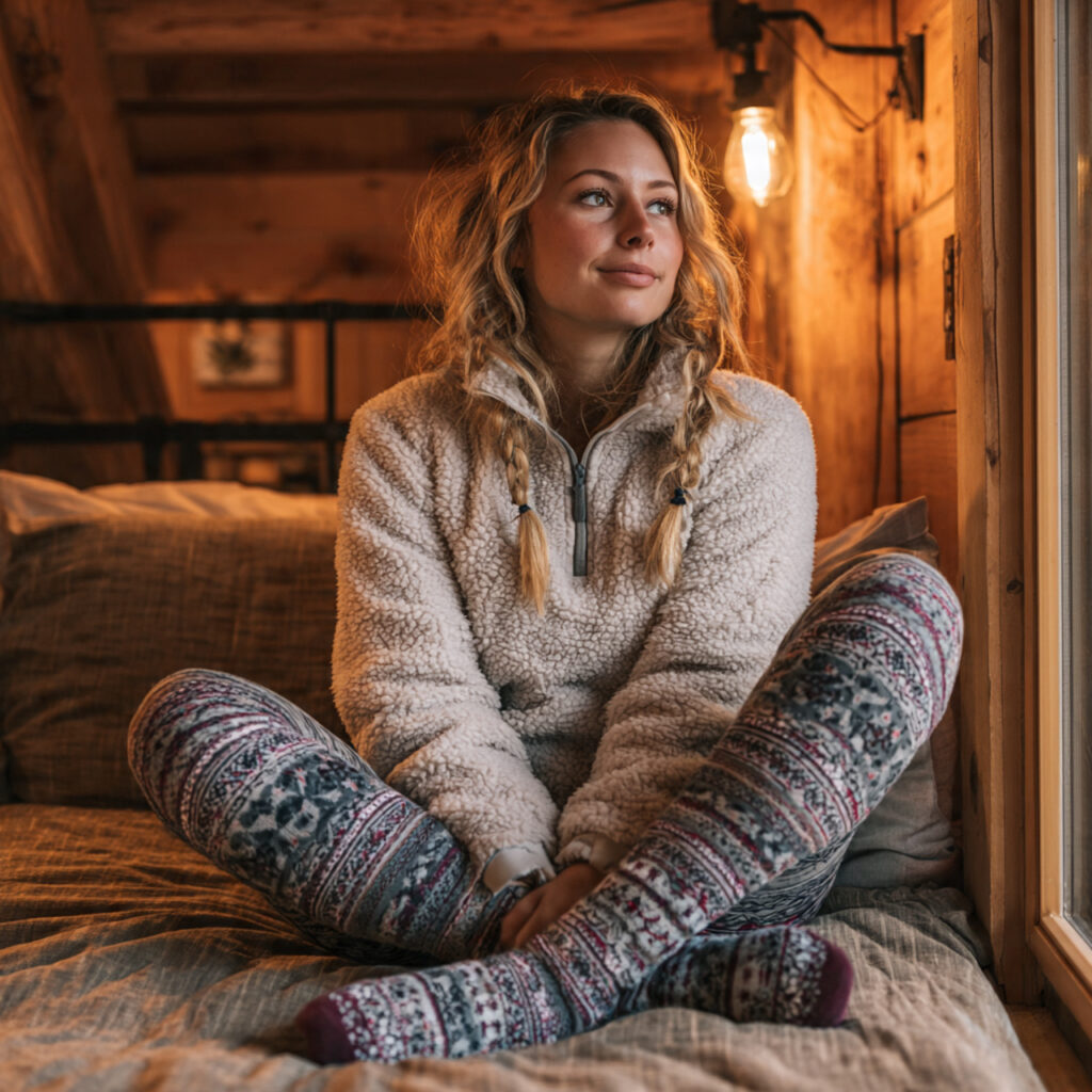 Sherpa Quarter Zip and Patterned Wool Socks