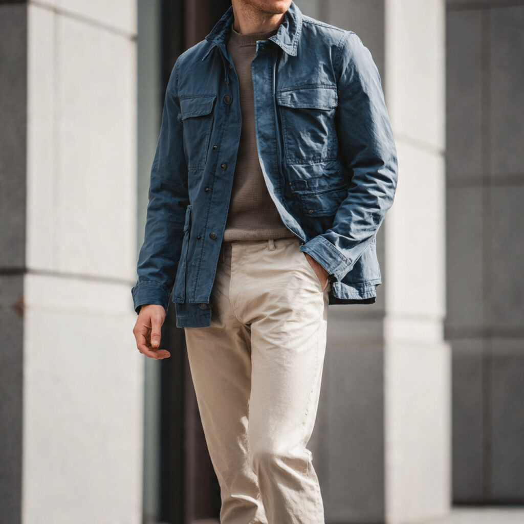 Slate Blue Utility Jacket and Chinos