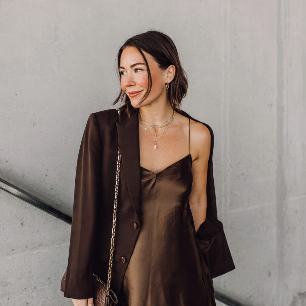 Sleek Silk Slip Dress and Oversized Blazer