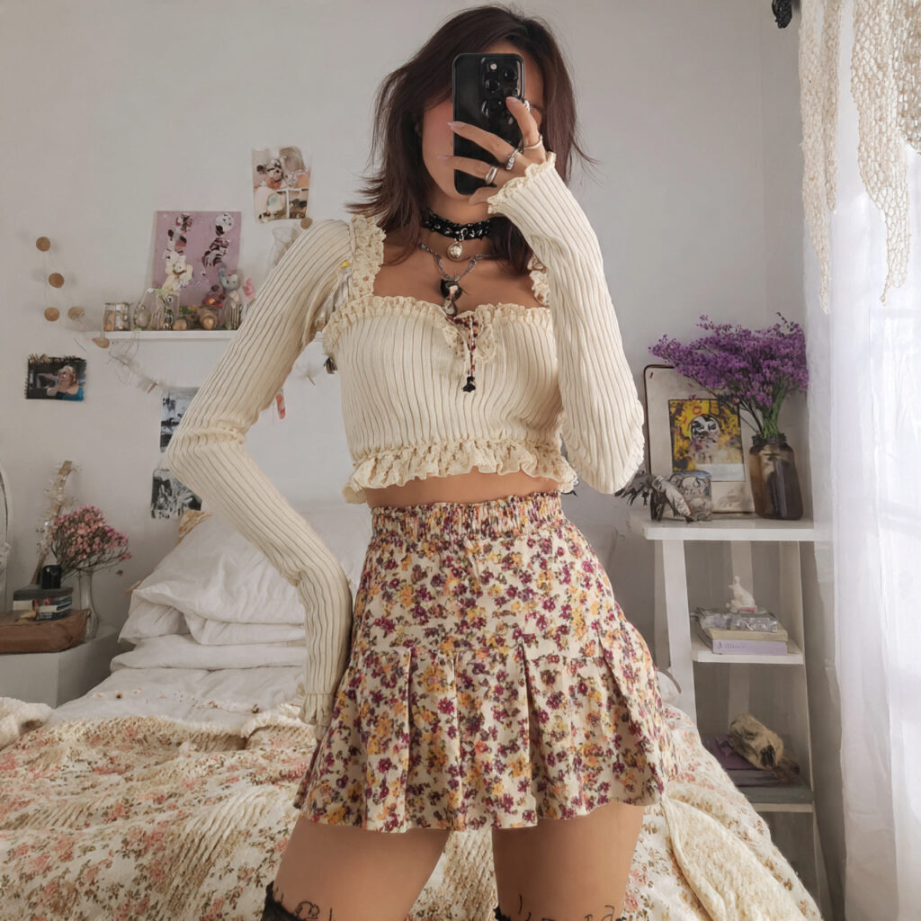 Soft Girl Aesthetic Floral Mini Skirts
