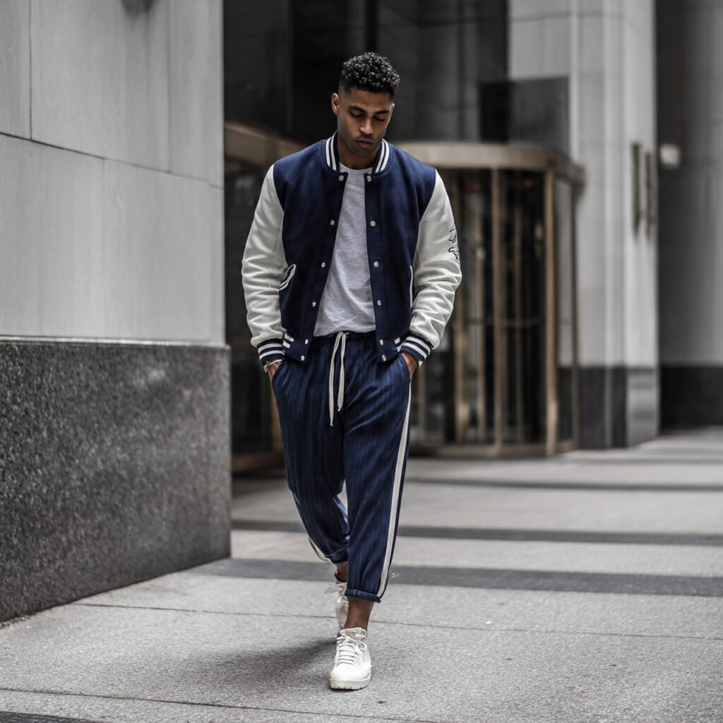 Sporty Varsity Jacket and Joggers