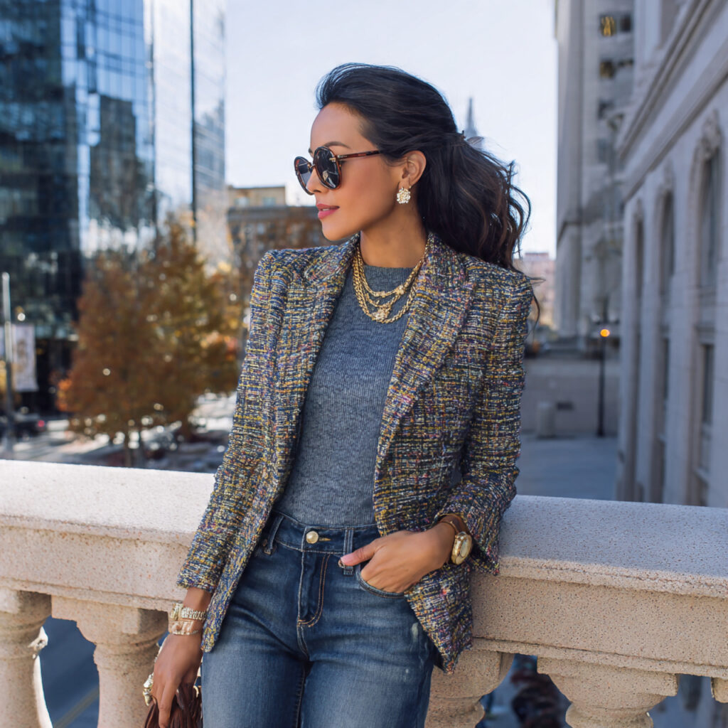 Structured Blazer and Denim Pairing Idea
