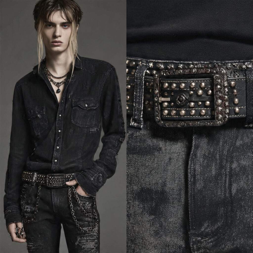 20 Best Rock Concert Outfit Looks Ideas: 20+ Edgy Styles to Stand Out at Any Show 9 Studded Belt and Distressed Black Denim Pairing