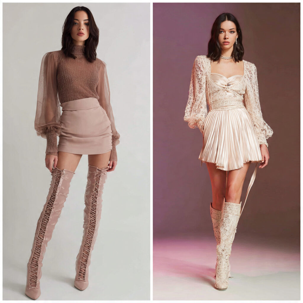 Translucent Hosiery and Skirt Pairings