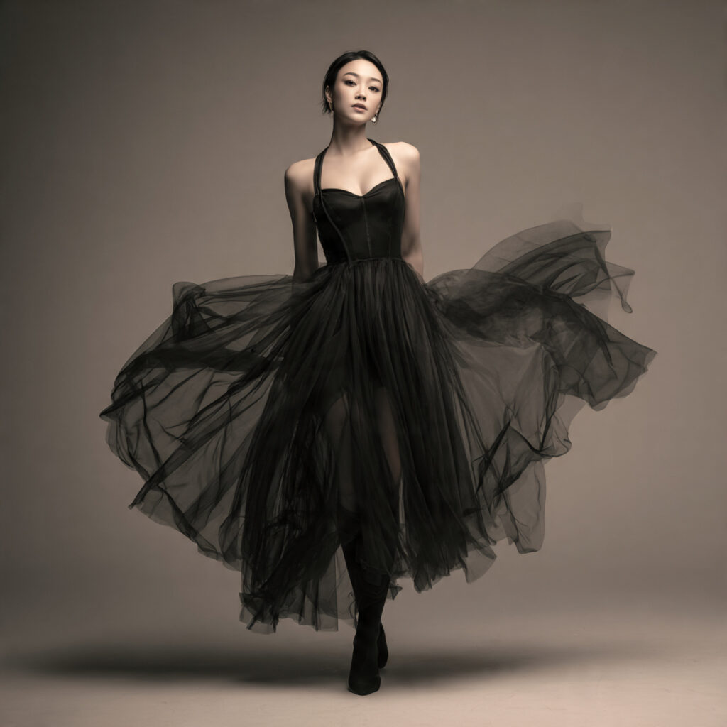 Tulle Midi Skirt paired with Fitted Bodysuit