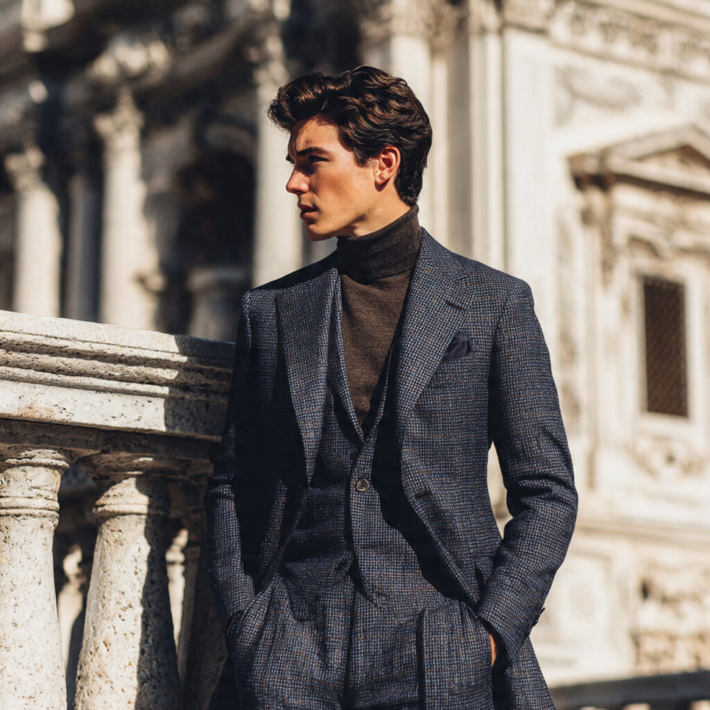 Turtleneck Sweaters Under Structured Suits