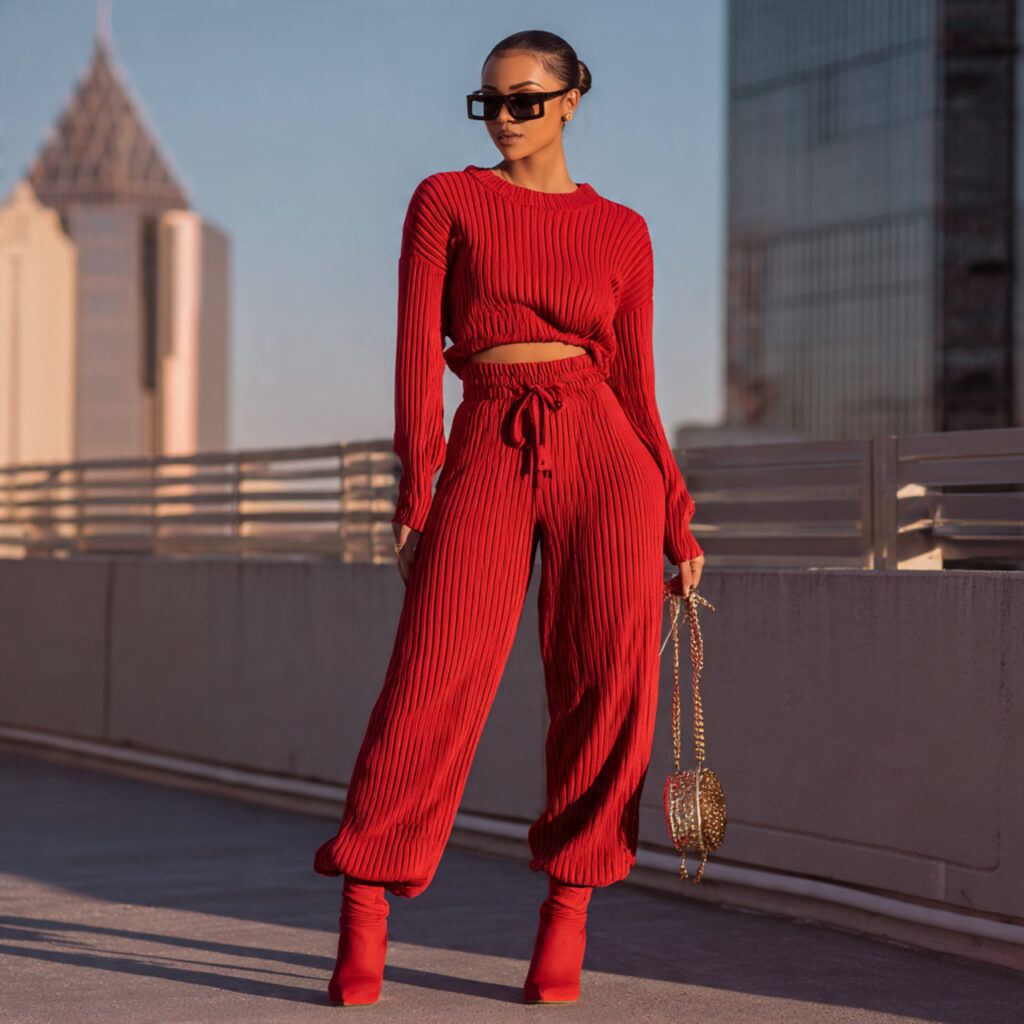 Two Piece Matching Ribbed Knit Set